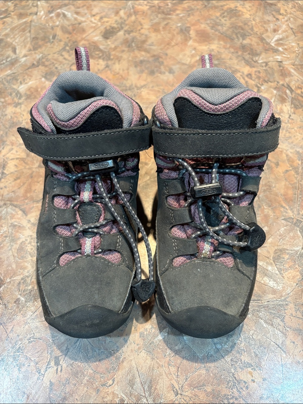 Kids Gray and Pink Outdoor Hiking Sneakers